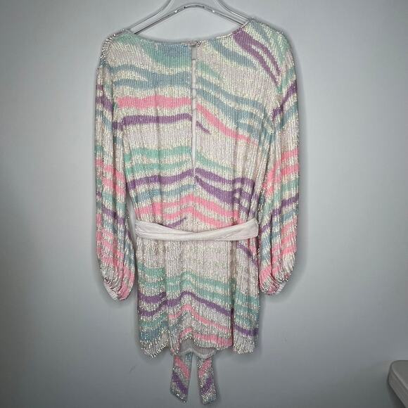 Retrofête Pastel Rainbow Zebra Sequin Grace Mini Dress Size XS - Picture 3 of 8